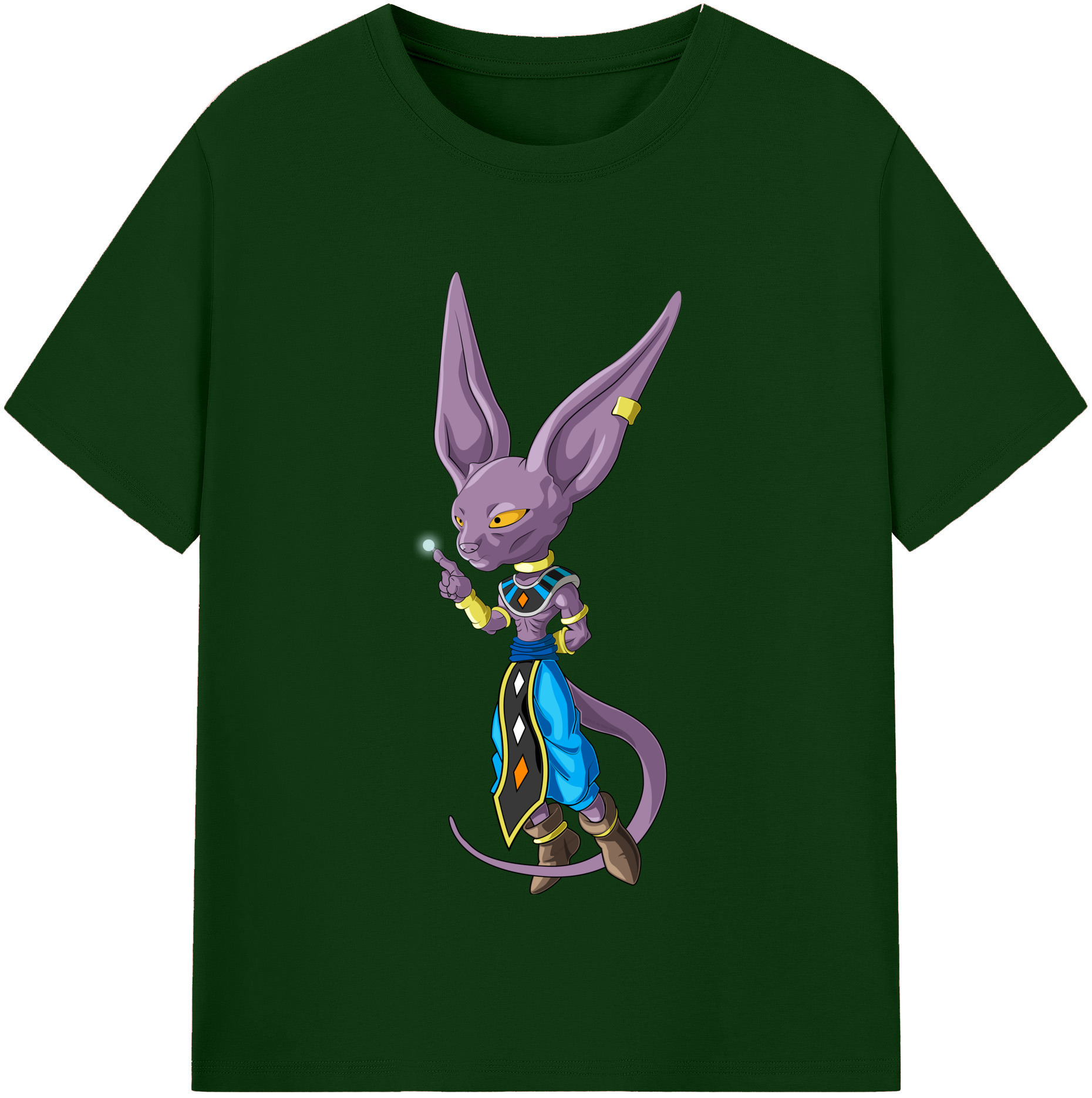 （画像用） ドラゴンボール ビルス 破壊神ビルス DRAGON BALL Beerus Birusu 綿100％半袖Tシャツ（フロントプリント）